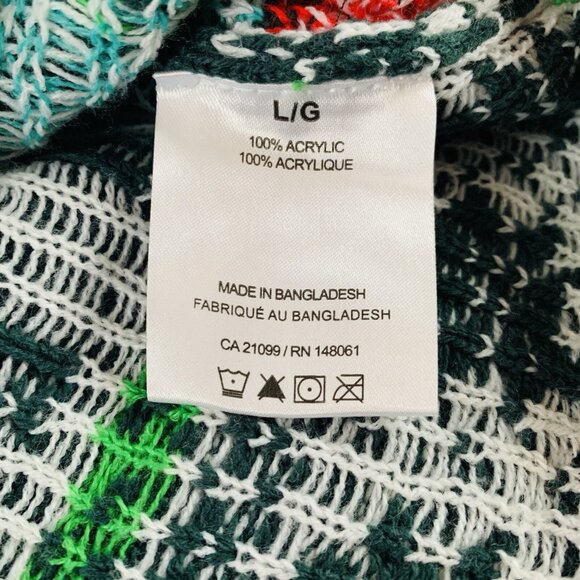 Christmas Ugly Sweater Mens L Knit Elf I Know Him Green & Red Pull-Over - Picture 9 of 15